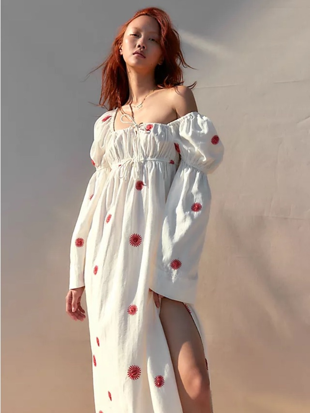 Free People Emory Embroidered Midi Dress